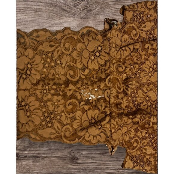 Free People We Are HAH Cut To The Chase Bodysuit Sz Small Womens Brown Lace Ling - Picture 6 of 13